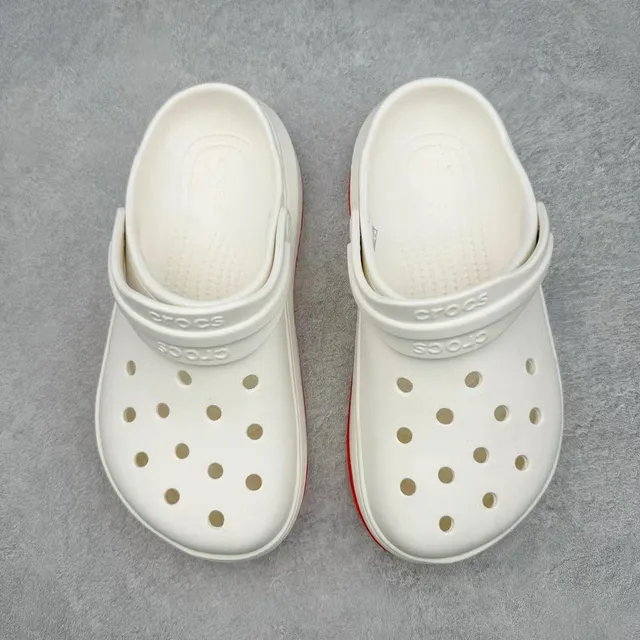 Crocs Echo সাদা লাল প্ল্যাটফর্ম সোল সমঞ্জস্যযোগ্য পট্টা ক্লগ 2