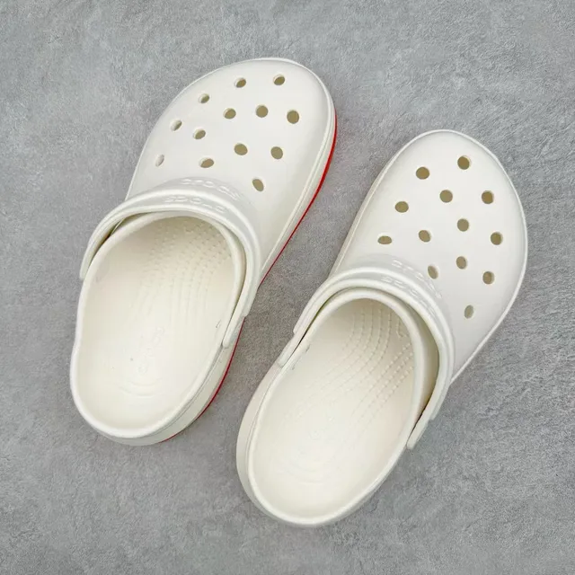 Crocs Echo সাদা লাল প্ল্যাটফর্ম সোল সমঞ্জস্যযোগ্য পট্টা ক্লগ 3