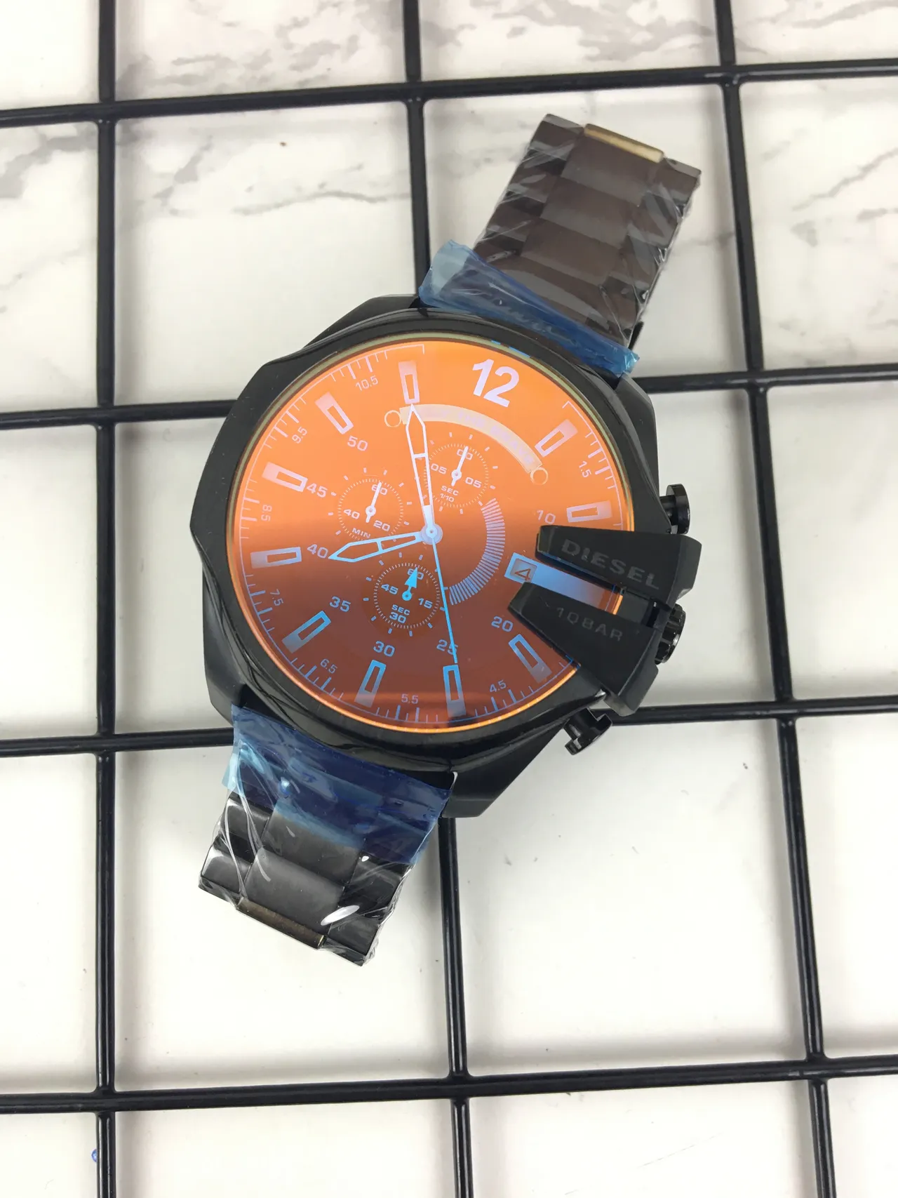 Diesel Chronograph Oversized Black and Orange Sports Watch 3