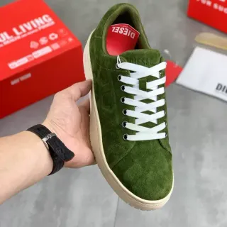 Diesel Olive Green Suede Low-Top Lifestyle Sneakers