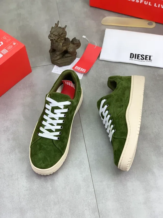 Diesel 橄榄绿麂皮低帮休闲运动鞋 6