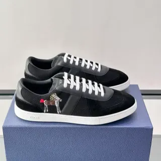 Dior B23 أحذية رياضية أسود أبيض سويد وجلد نعل مطاطي ستايل حياة