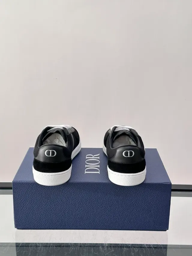 Dior B23 Zapatos Lifestyle Negros y Blancos de Ante y Cuero Suela de Goma 3