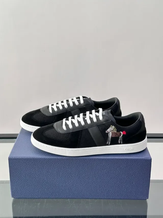Dior B23 Zapatos Lifestyle Negros y Blancos de Ante y Cuero Suela de Goma 5