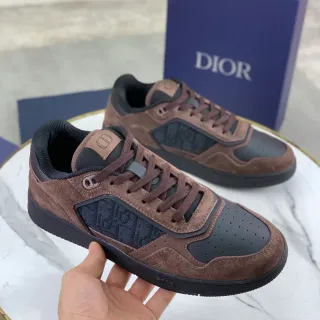 Dior B23 Chaussures Lifestyle en Daim Marron et Noir Monogram