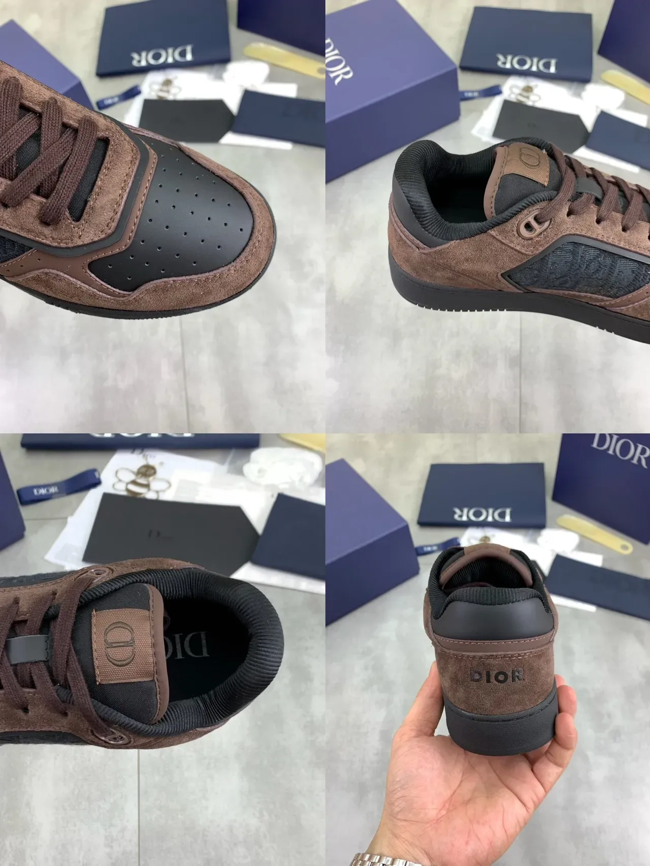 Dior B23 Tênis Lifestyle de Camurça Marrom e Preto Monogram 2
