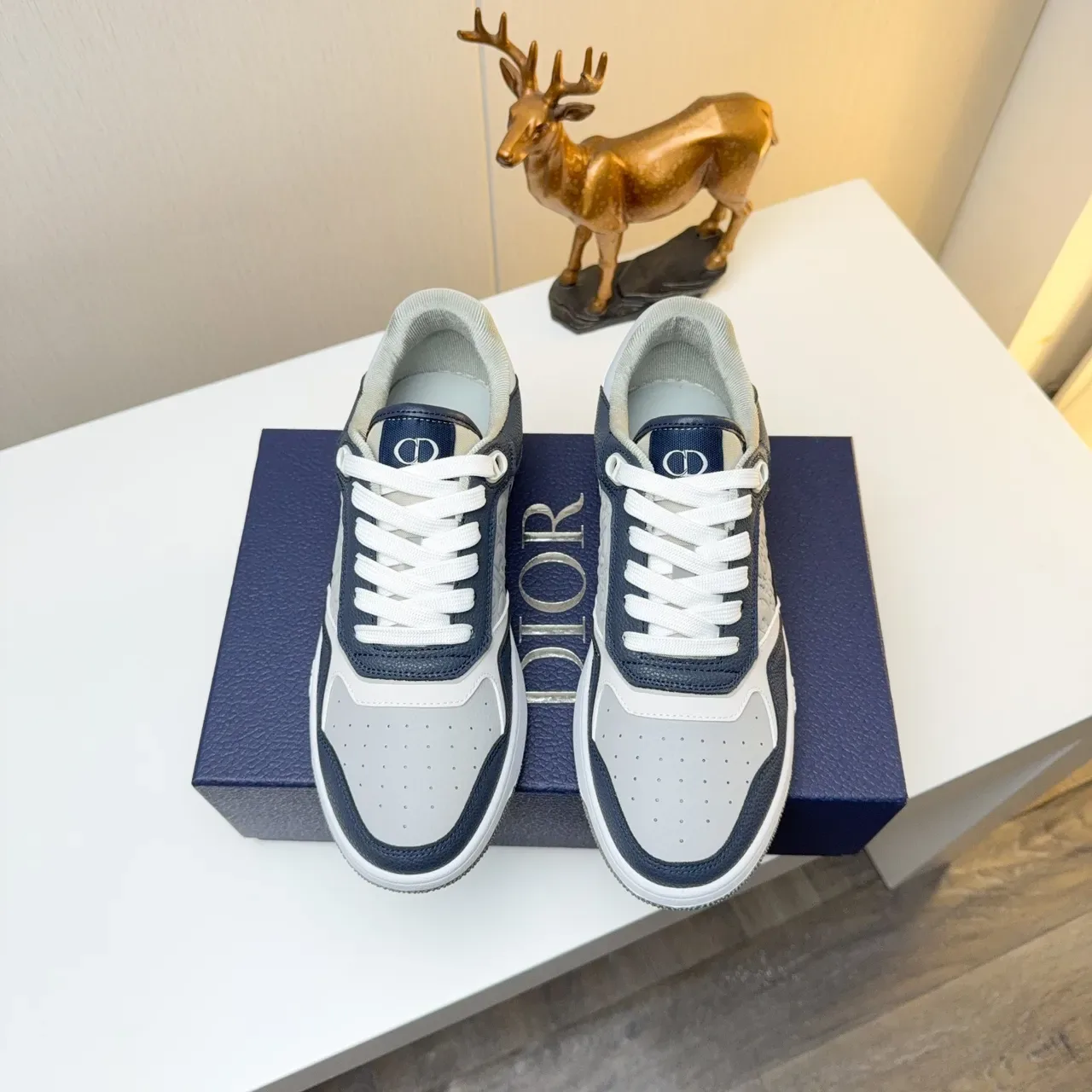 Dior B23 Navy and Gray Embossed Oblique Lifestyle Sneakers 2