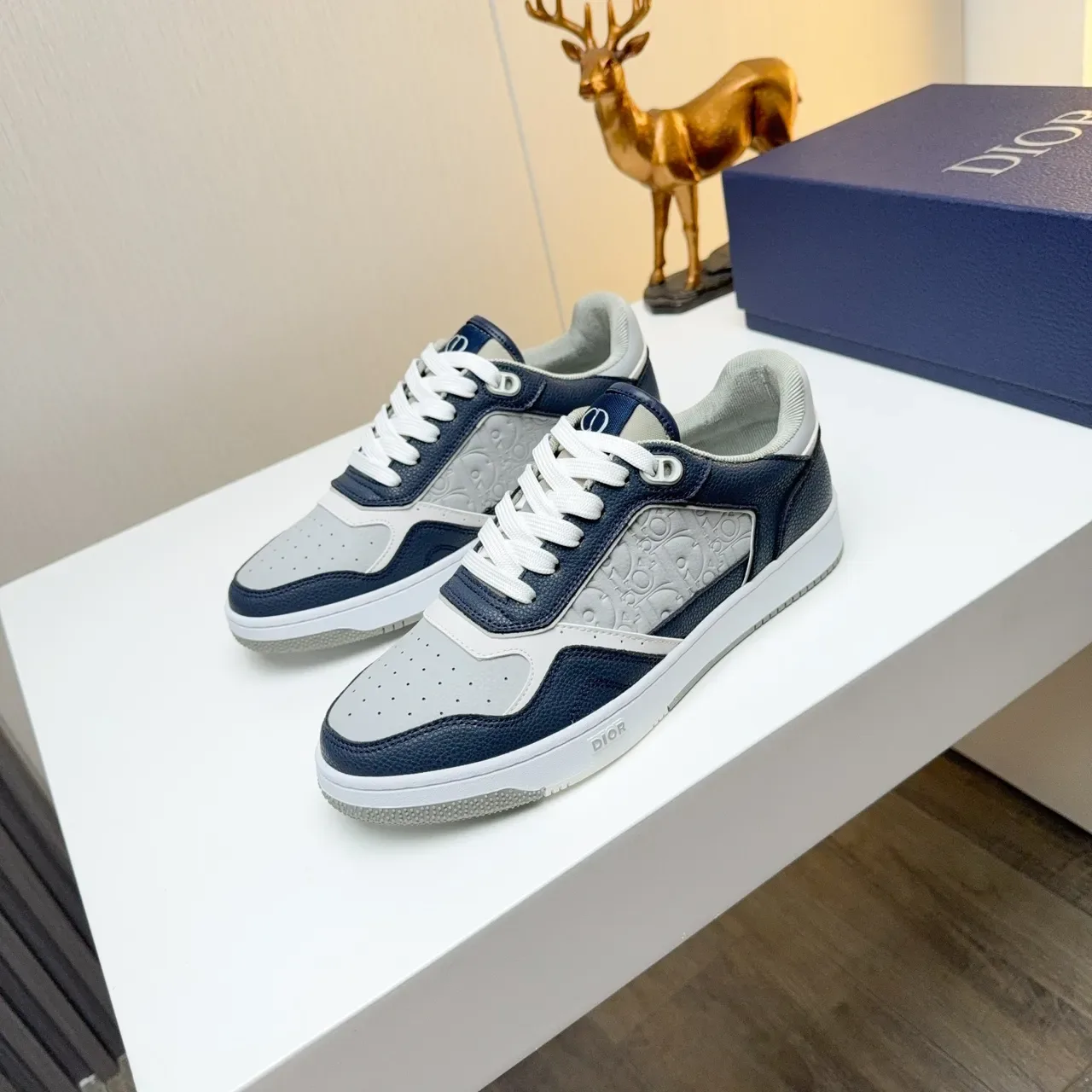 Dior B23 Navy and Gray Embossed Oblique Lifestyle Sneakers 5