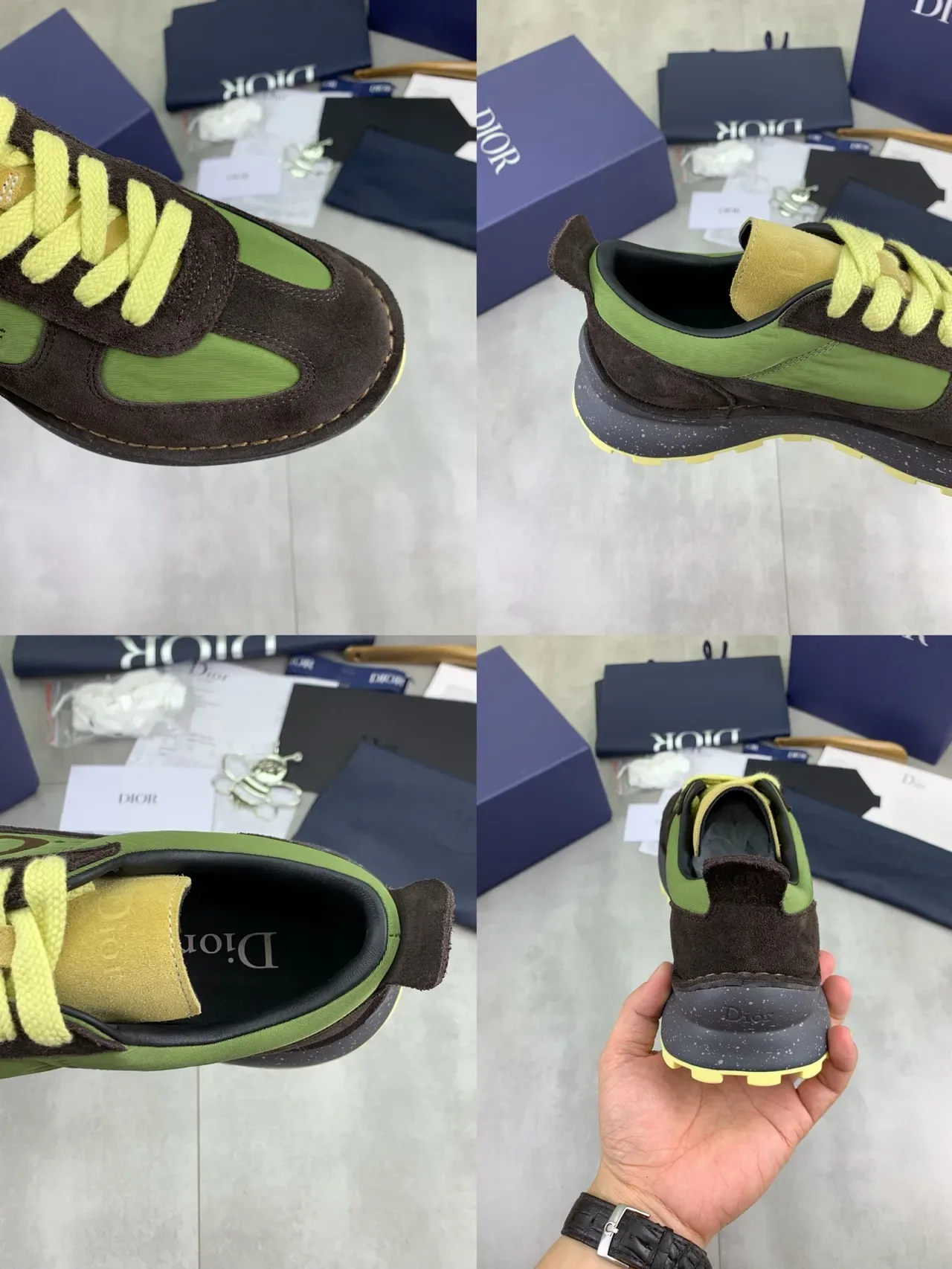 Dior B23 Tênis Lifestyle Verde Oliva e Marrom 3