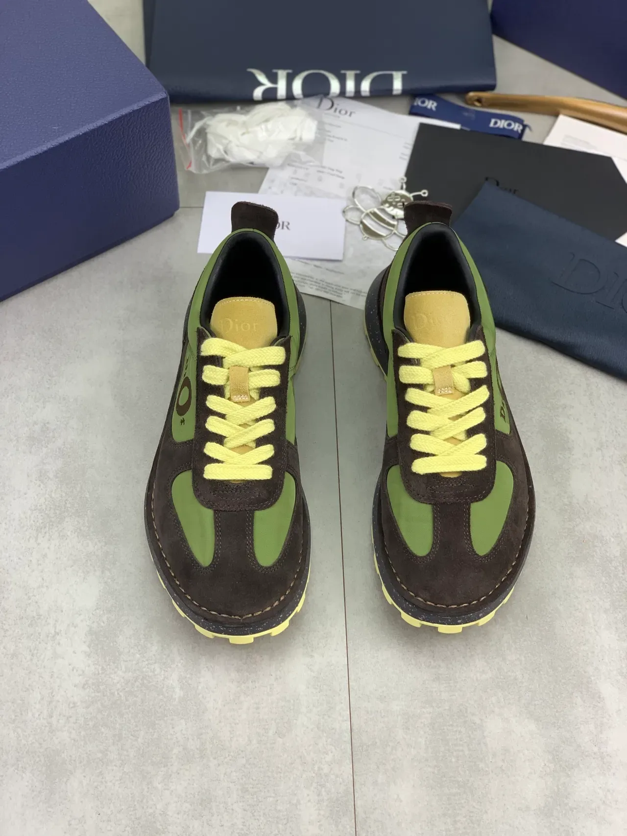 Dior B23 Tênis Lifestyle Verde Oliva e Marrom 5