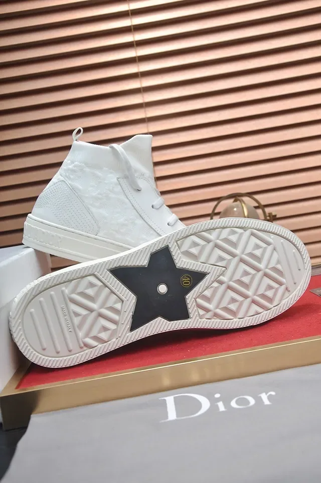Dior B23 White High-Top Knit Lifestyle Sneakers 3