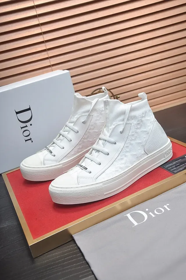 Dior B23 White High-Top Knit Lifestyle Sneakers 4