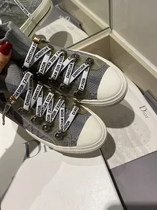Dior B27 Gray Mesh High-Top Lifestyle Sneakers 4