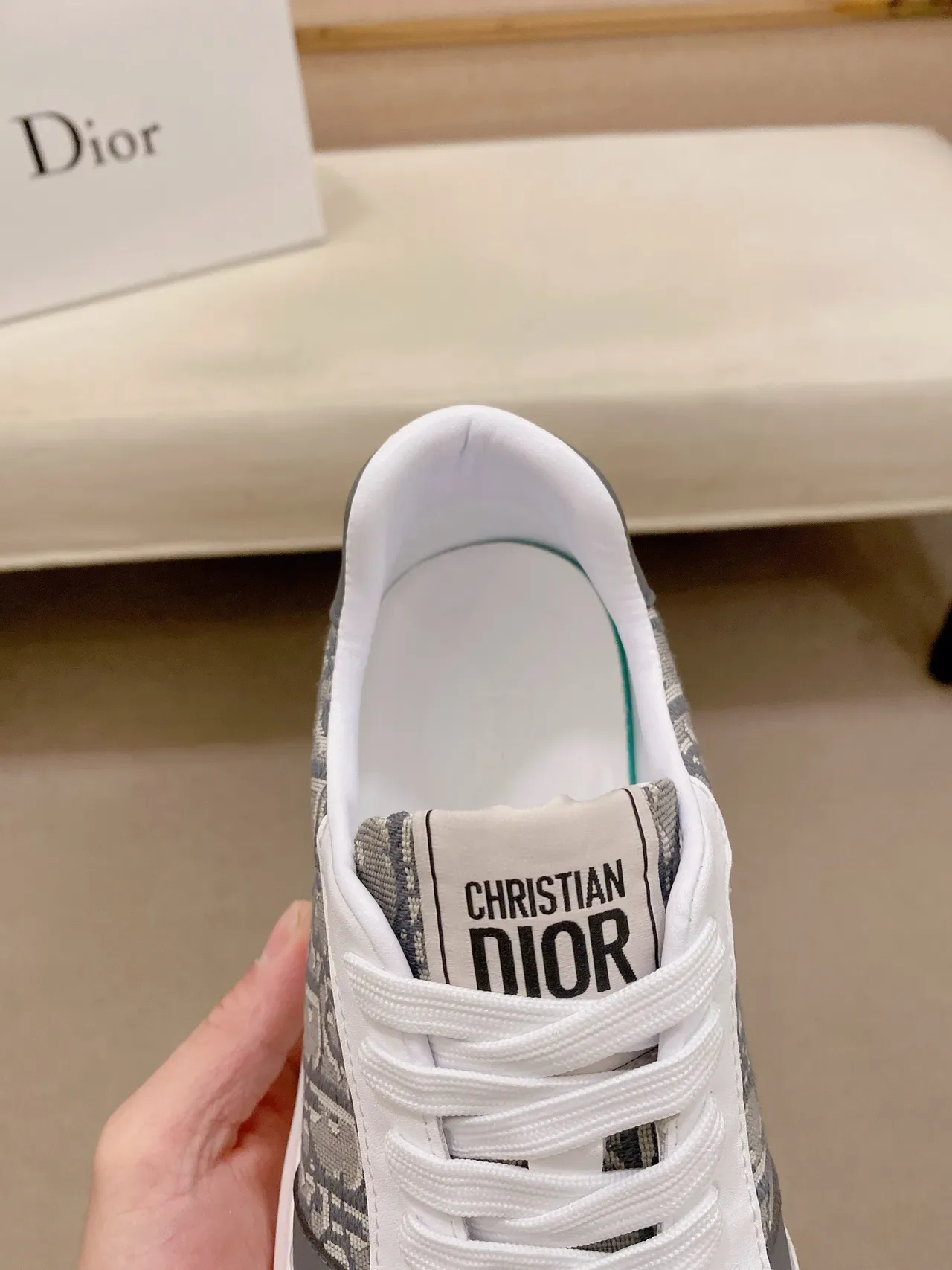 Dior B27 Monogram White Gray Black Lifestyle Sneakers 6