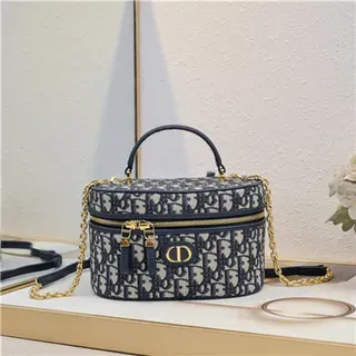 Dior सौंदर्य केस Navy Oblique Monogram Boston Bag