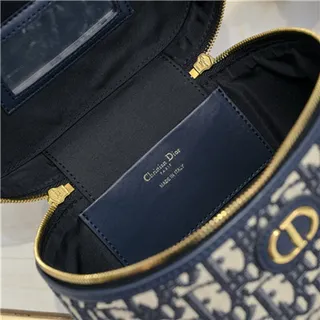 Dior सौंदर्य केस Navy Oblique Monogram Boston Bag 3