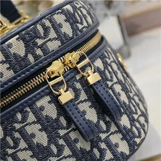 Dior सौंदर्य केस Navy Oblique Monogram Boston Bag 6