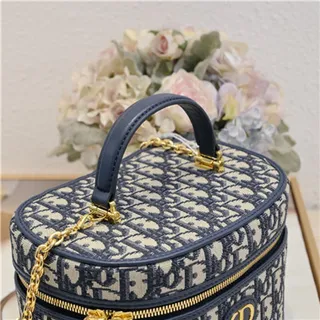 Dior सौंदर्य केस Navy Oblique Monogram Boston Bag 7