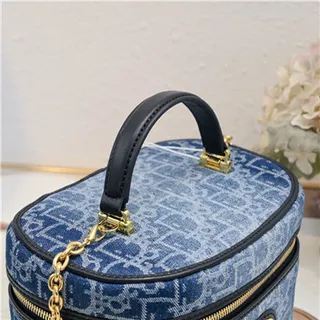Dior सौंदर्य केस Navy Oblique Monogram Boston Bag 12