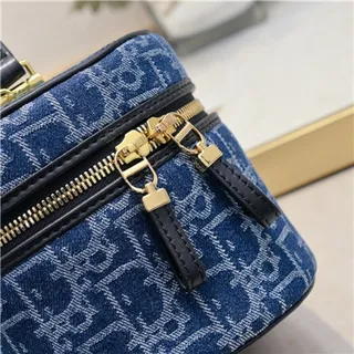 Dior सौंदर्य केस Navy Oblique Monogram Boston Bag 13