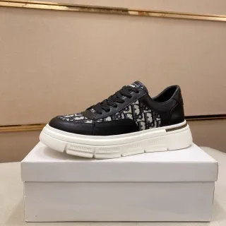 Dior Black Beige Monogrammed Textile Leather Overlay Lifestyle Sneakers