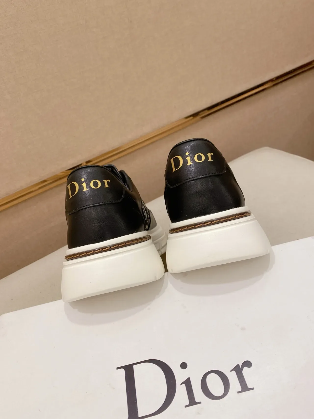 Dior Black Beige Monogrammed Textile Leather Overlay Lifestyle Sneakers 3