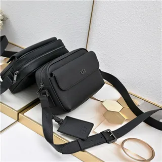 Dior Black Grained Leather Flap-Top Closure Messenger Bag 9