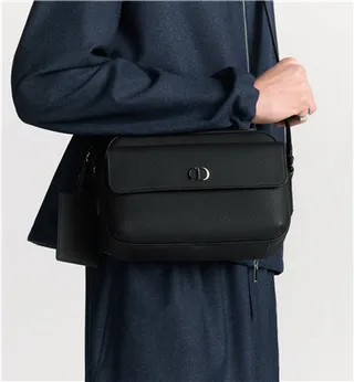 Dior Black Grained Leather Flap-Top Closure Messenger Bag 15