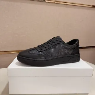 Dior Black Monogrammed Leather Low-Top Lifestyle Sneakers