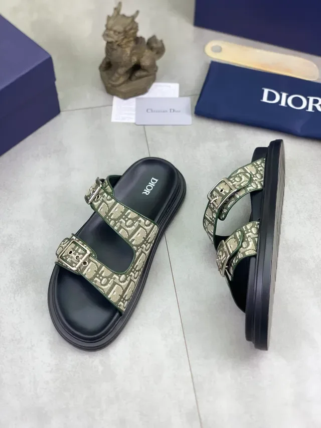 Dior Black Multicolor Double-Strap Buckle-Fastened Slippers 10