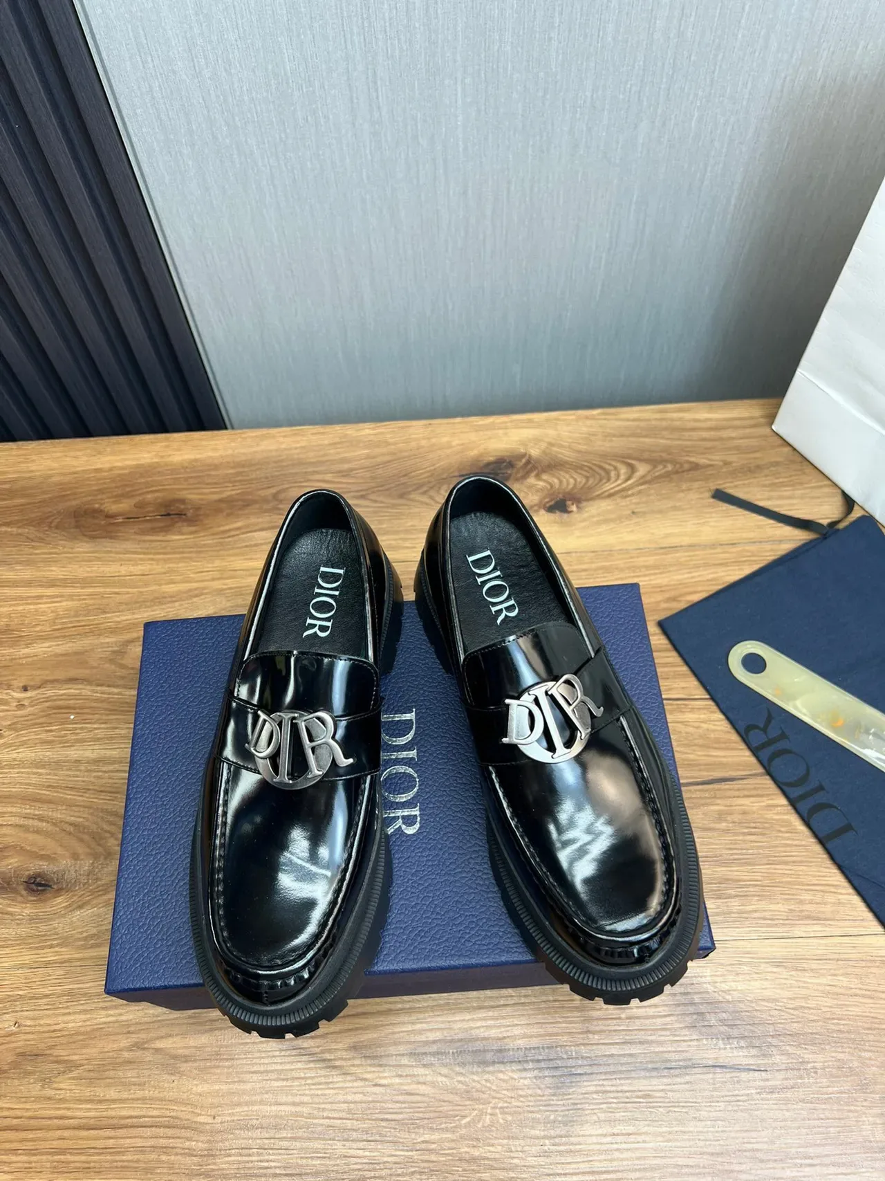 Dior Black Patent Leather Chunky Lug Sole Loafer 2