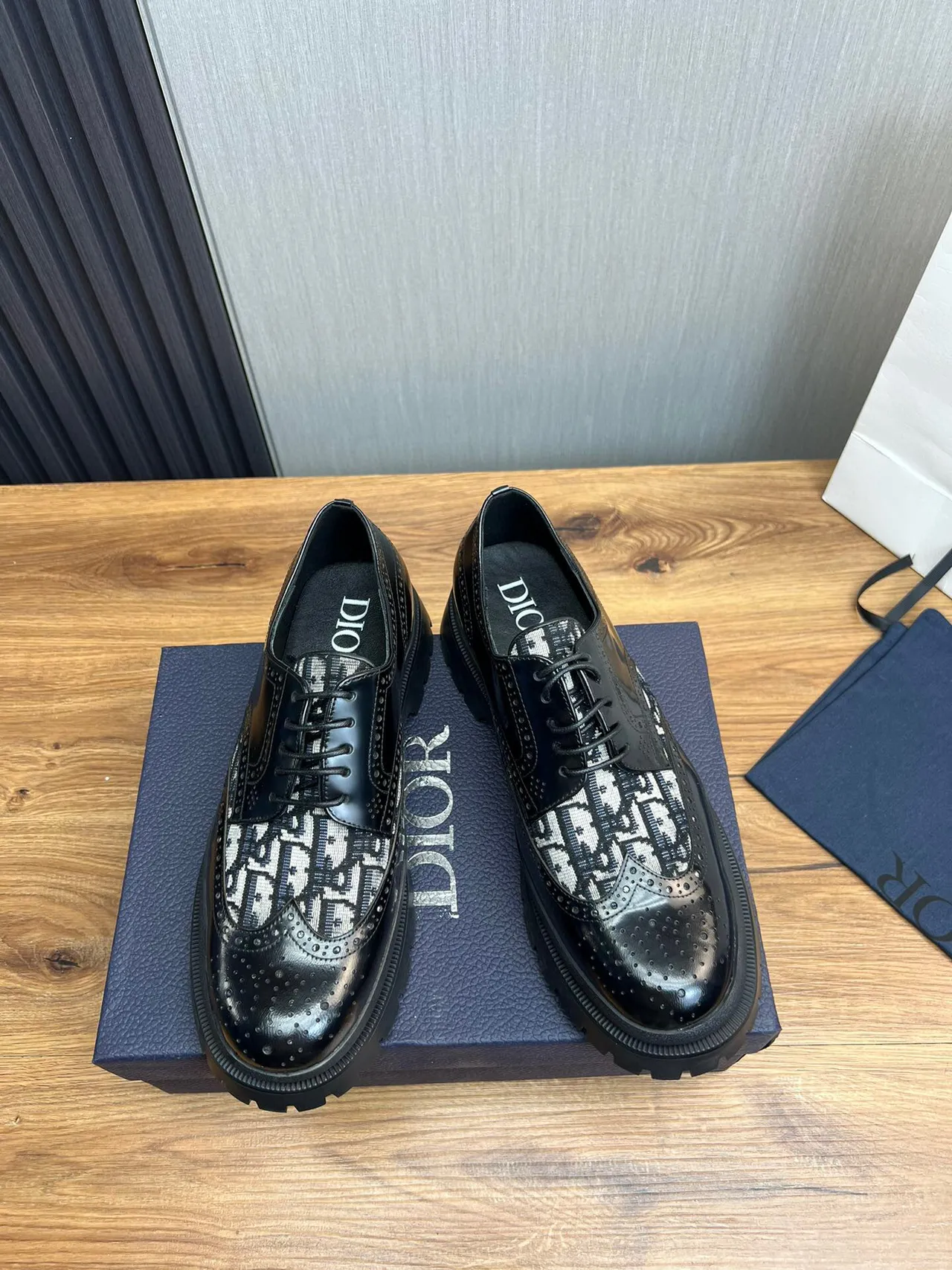 Dior Black White Monogrammed Chunky Lug Sole Brogue 8