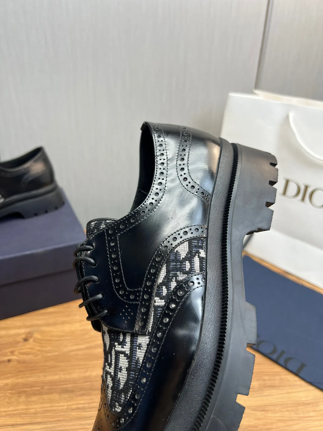 Dior Black White Monogrammed Chunky Lug Sole Brogue 5