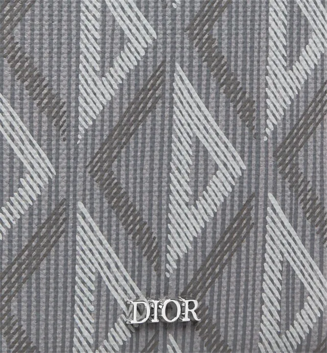 Dior भूरा भूरा ज्यामितीय मोनोग्राम उभरा हुआ लोगो लंबा वॉलेट 21
