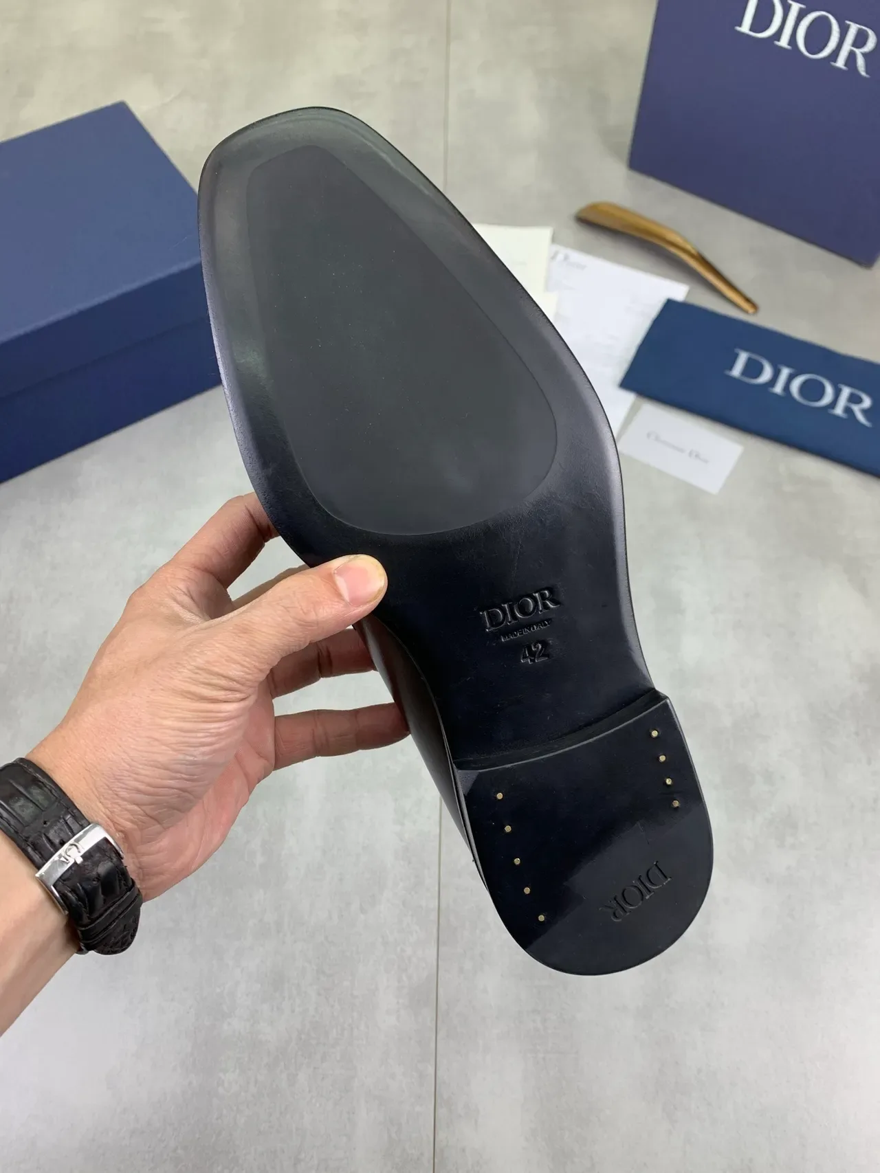 Dior Brown Leather Strap Loafer 3