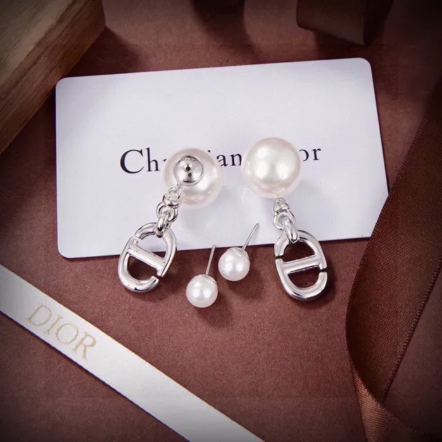 Dior CD Logo Pearl Drop Earrings 4