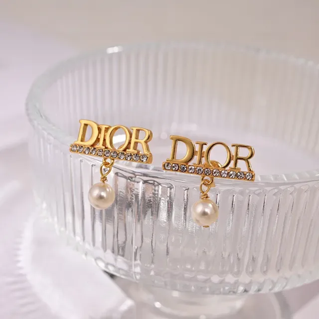 Dior Dio(r)evolution Gold-Tone Logo Bar Pearl Drop Earrings 5
