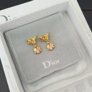 Dior সোনালি গোলাপী কাবোচোন কানের দুল