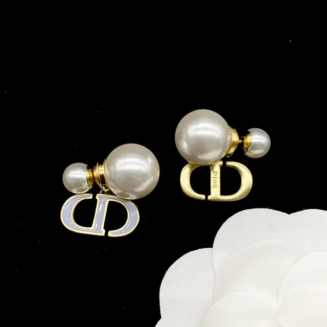 Dior Gold White CD-Link Chain Camellia Motif Necklace 2