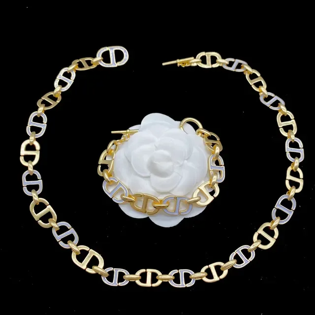 Dior Gold White CD-Link Chain Camellia Motif Necklace 5
