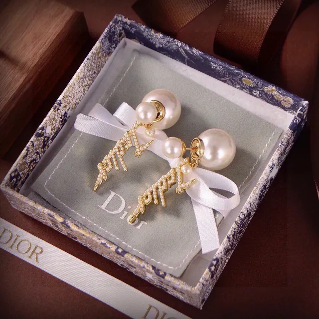 Dior Boucles d'Oreilles Or Blanche Motif Éclair Perles de culture Accents 2