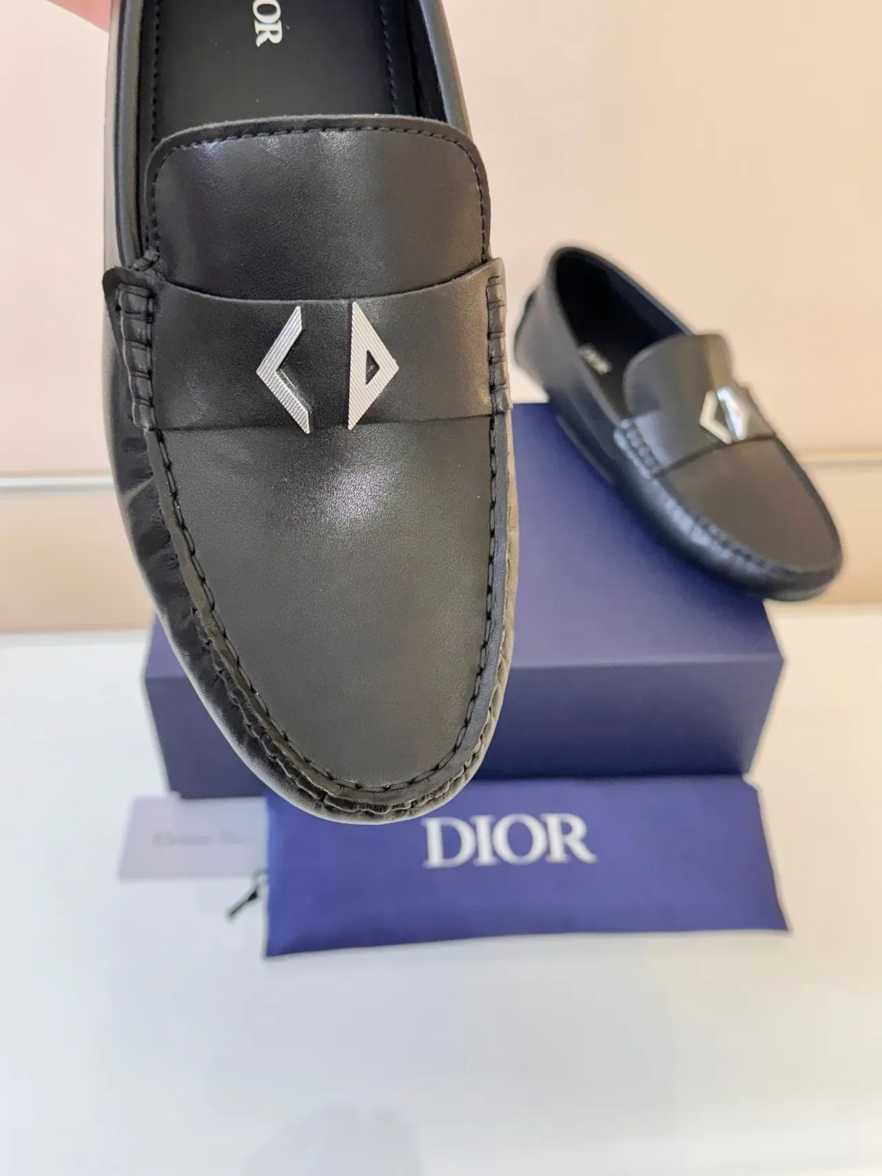 Dior Jardin Oblique لوفر أسود جلد لوح معدني 3