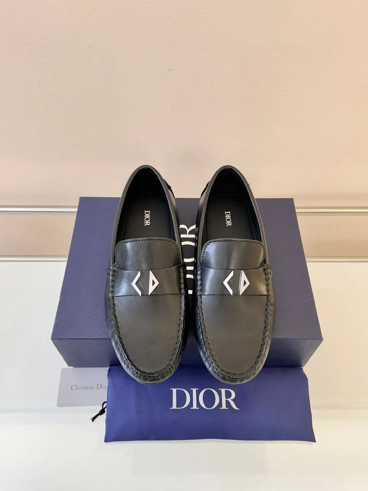 Dior Jardin Oblique لوفر أسود جلد لوح معدني 6