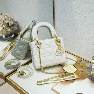 Dior Lady Dior White Quilted Cannage Tote Bag