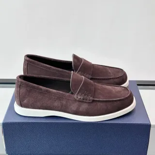 Dior Loafer بني أبيض سويد علوي Penny Strap Loafer