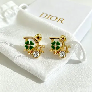 Dior Monogramme Trèfle Boucles d'Oreilles en Cristal Stud