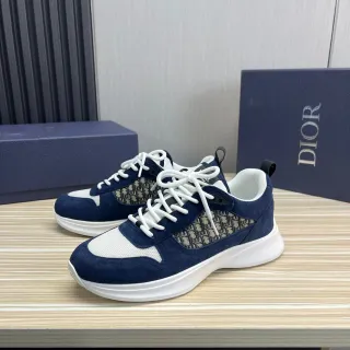 Dior Navy White Blue Daim et Maille Oblique Jacquard Side Panel Sneakers Lifestyle
