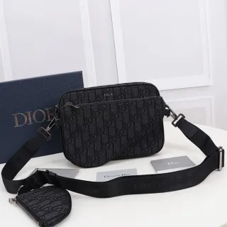 Dior Oblique Black Monogram Canvas Structured Messenger Bag