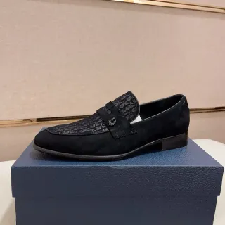 Dior Oblique 黑色麂皮乐福鞋