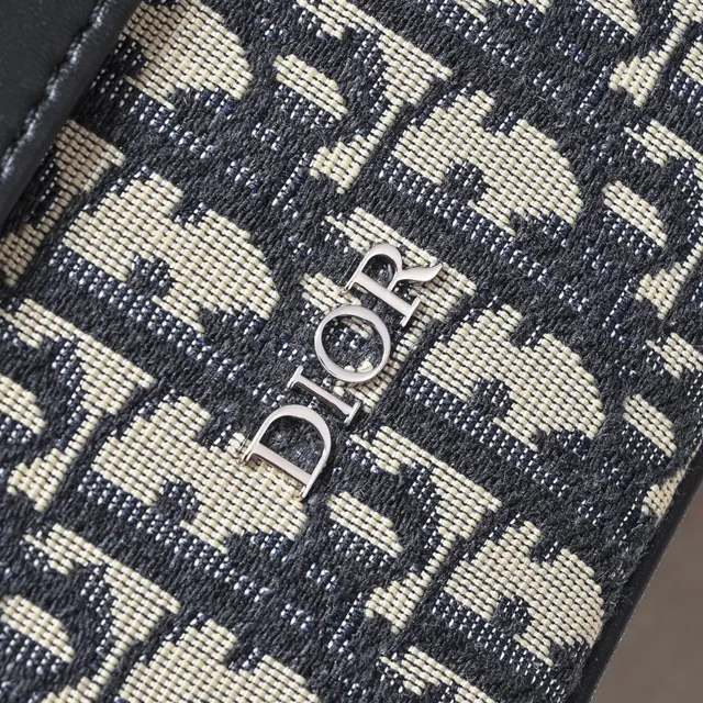 Dior Oblique Messenger حقيبة رسول أسود مونوغرام كانفاس جلد طية حقيبة رسول 3